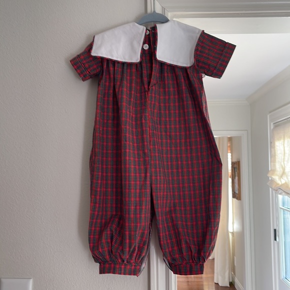 remember nguyen Red plaid long romper/bubble - Picture 2 of 3